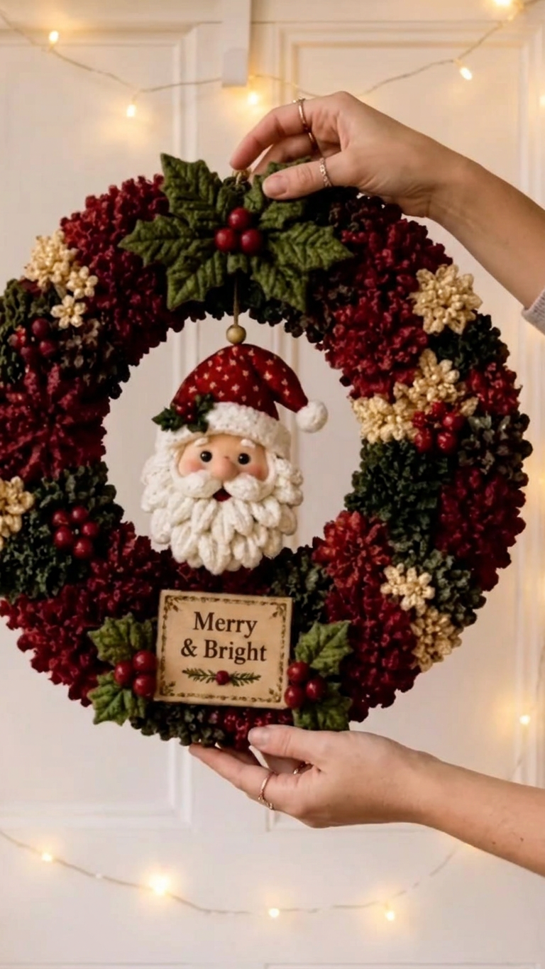 Crochet Wreath DIY Kit – Handmade Holiday Decoration & Festive Family Craft Gift Set