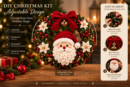 Crochet Wreath DIY Kit – Handmade Holiday Decoration & Festive Family Craft Gift Set