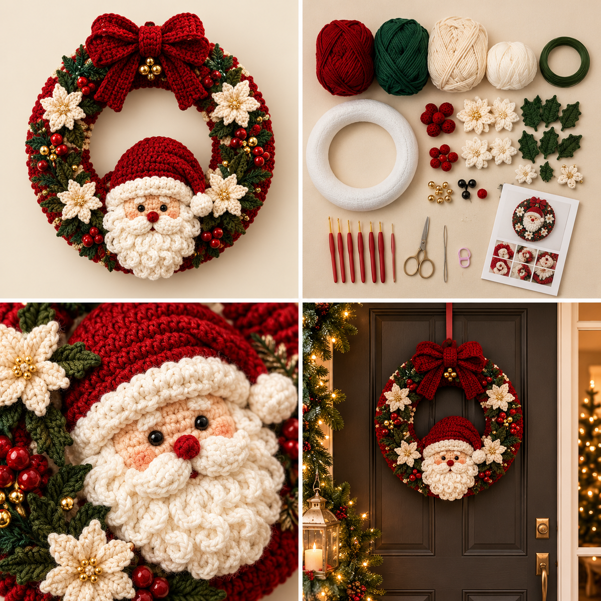 Crochet Wreath DIY Kit – Handmade Holiday Decoration & Festive Family Craft Gift Set