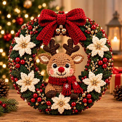 Crochet Wreath DIY Kit – Handmade Holiday Decoration & Festive Family Craft Gift Set