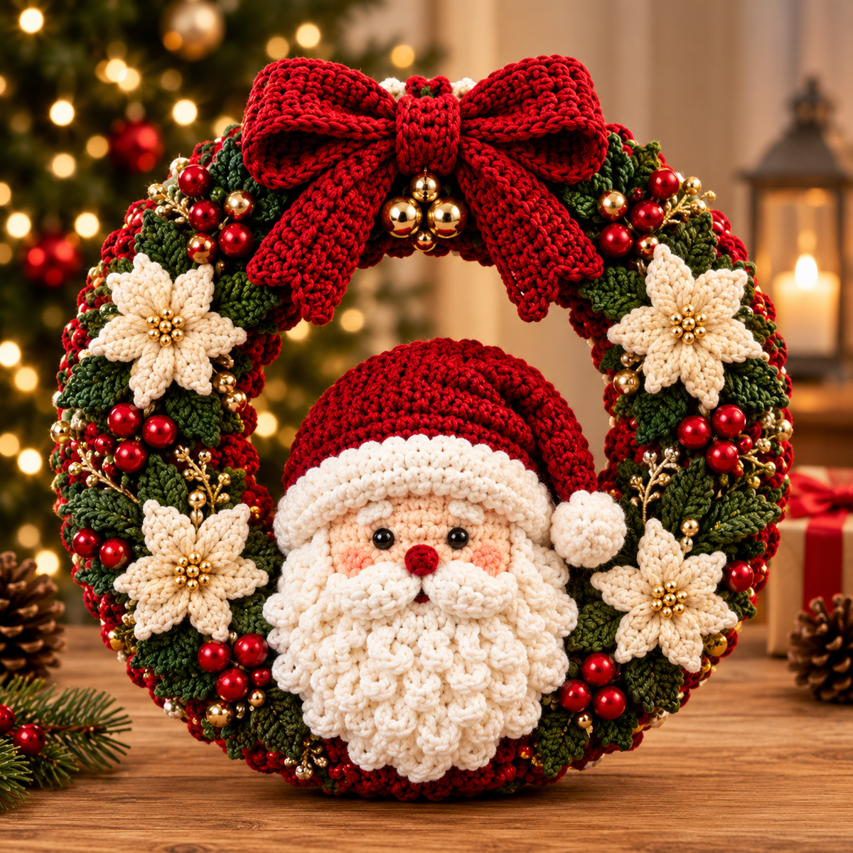 Crochet Wreath DIY Kit – Handmade Holiday Decoration & Festive Family Craft Gift Set