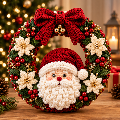 Crochet Wreath DIY Kit – Handmade Holiday Decoration & Festive Family Craft Gift Set