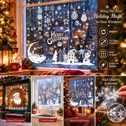 Window Clings Reusable Static Glass Christmas Holiday Decorations