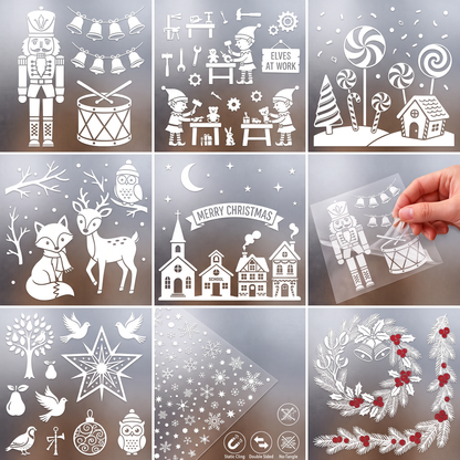 Window Clings Reusable Static Glass Christmas Holiday Decorations