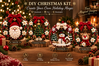 Crochet Wreath DIY Kit – Handmade Holiday Decoration & Festive Family Craft Gift Set
