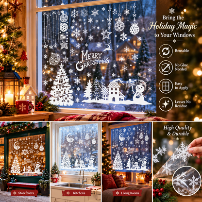 Window Clings Reusable Static Glass Christmas Holiday Decorations