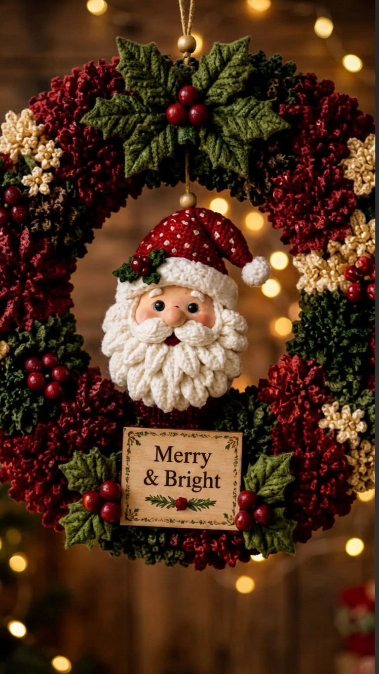 Crochet Wreath DIY Kit – Handmade Holiday Decoration & Festive Family Craft Gift Set