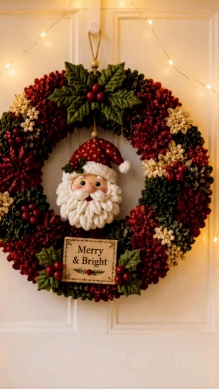 Crochet Wreath DIY Kit – Handmade Holiday Decoration & Festive Family Craft Gift Set