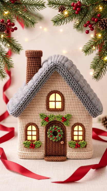 Crochet Wreath DIY Kit – Handmade Holiday Decoration & Festive Family Craft Gift Set